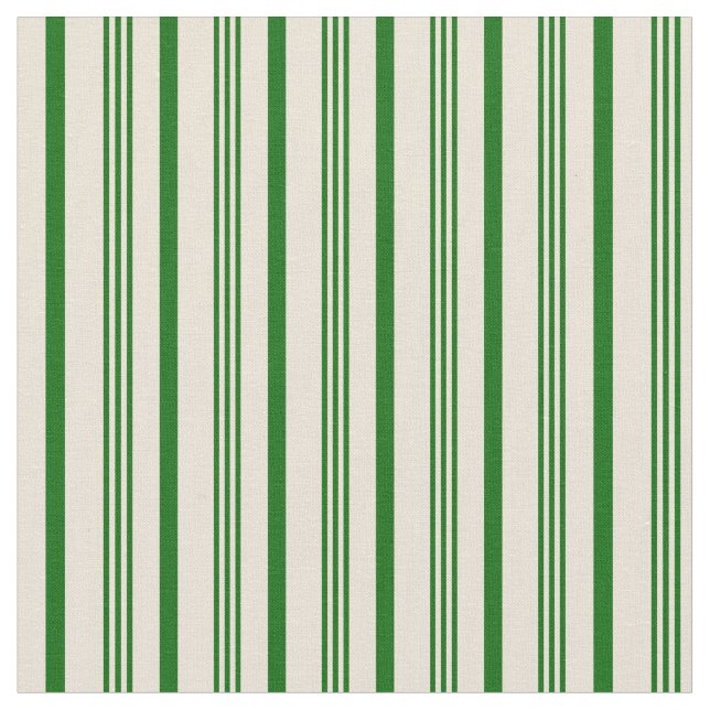 Dark Green and Bisque Lined Pattern Fabric (Close Up)