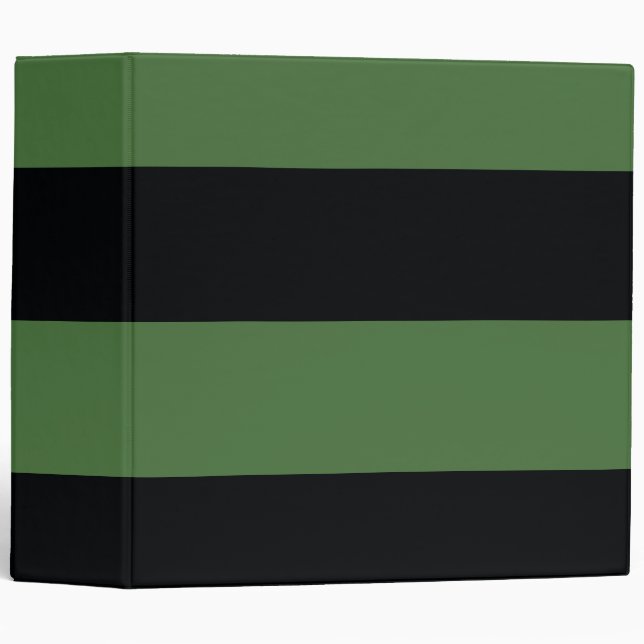 Dark Green and Black Simple Extra Wide Stripes Binder (Front/Spine)