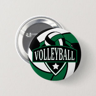 Dark Green and Black Volleyball Logo 2 Inch Round Button