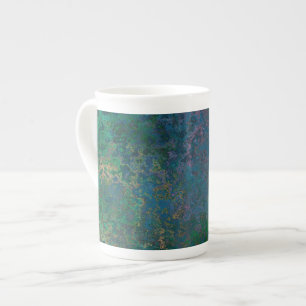 Dark Green and Blue Alcohol Ink Abstract Bone China Mug
