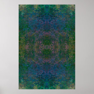 Dark Green and Blue Alcohol Ink Abstract Poster