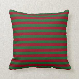 Dark Green and Burgundy Stripes Throw Pillow