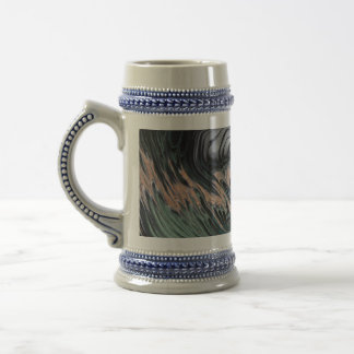 Dark Green and Copper Abstract Swirl Beer Stein Mu