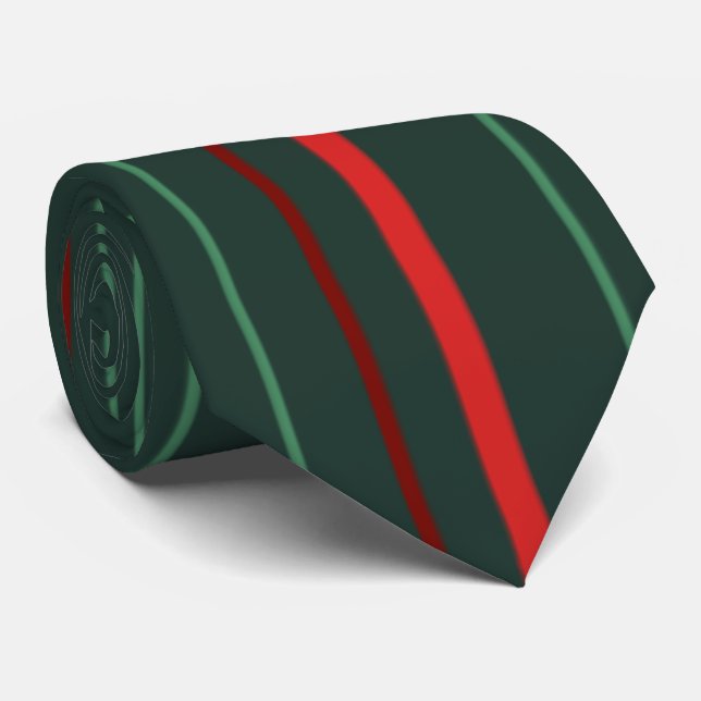 Dark Green and Dark Red Stripes Tie (Rolled)