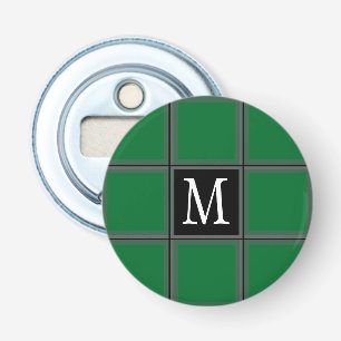 Dark Green and Grey Custom Single Initial Striped Bottle Opener