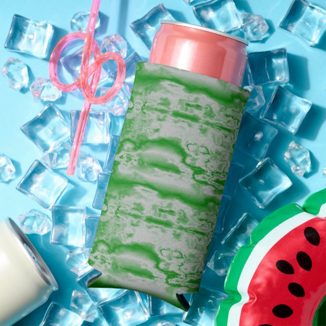 Dark green and grey marble seltzer can cooler (In Situ Summer)