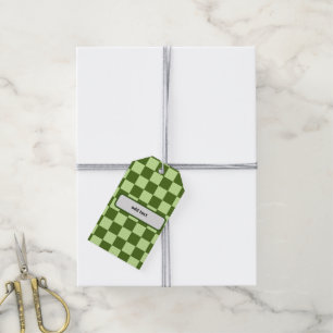 Dark Green and Light Green Checkers Gift Tags