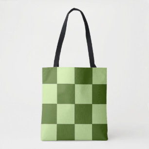 Dark Green and Light Green Checkers Tote Bag