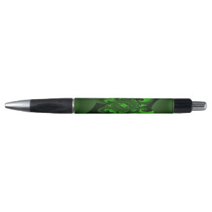 Dark Green And Lime Spiral Wave Pen