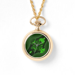 Dark Green And Lime Spiral Wave Watch