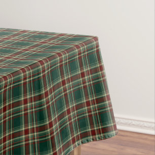 Dark Green and Maroon Christmas Plaid Tablecloth