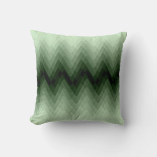 Dark green and mint zigzag. throw pillow