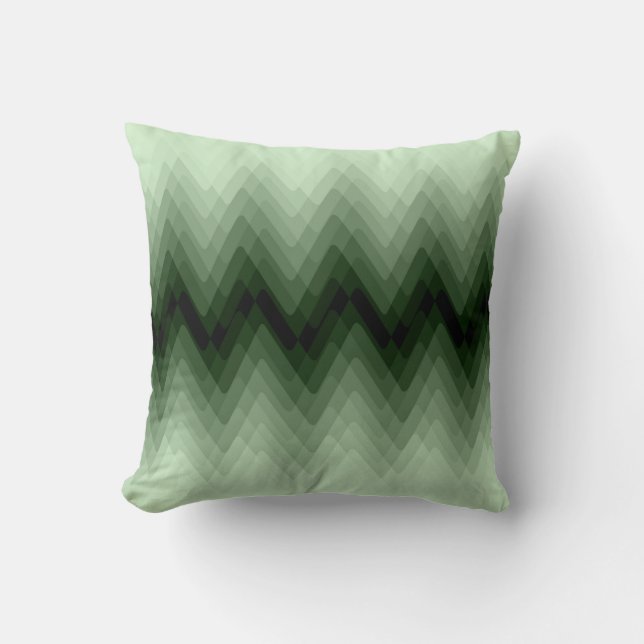 Dark green and mint zigzag. throw pillow (Front)