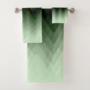 Dark green and mint zigzag. throw pillow bath towel set