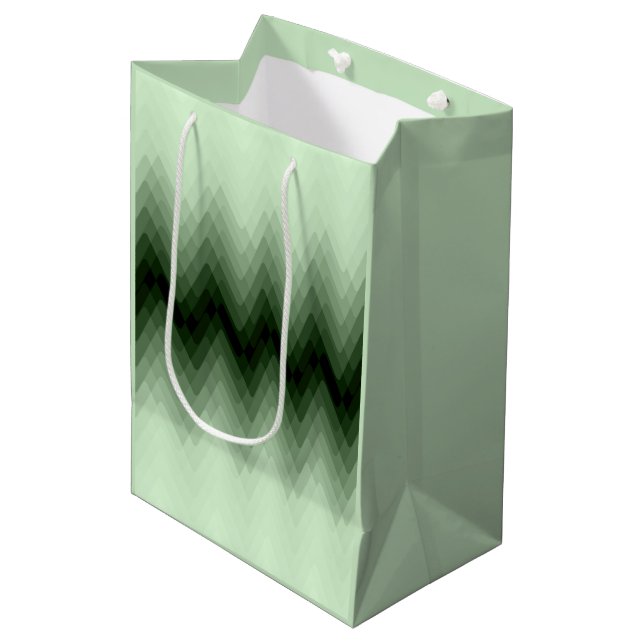 Dark green and mint zigzag. throw pillow medium gift bag (Front Angled)