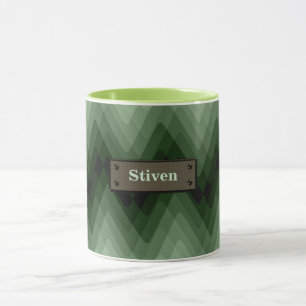 Dark green and mint zigzag. throw pillow mug