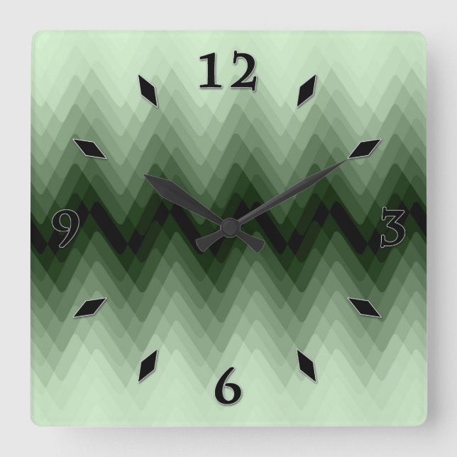 Dark green and mint zigzag. throw pillow square wall clock (Front)