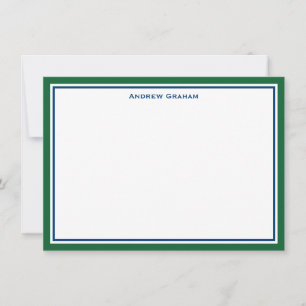 Dark Green and Navy Border Note Card