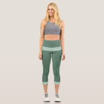 Dark Green and Pastel Green Capri Leggings<br><div class="desc">Dark green and pastel green delightful design.</div>