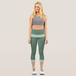 Dark Green and Pastel Green Capri Leggings