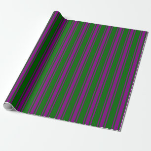Dark Green and Purple Striped Pattern Wrapping Paper