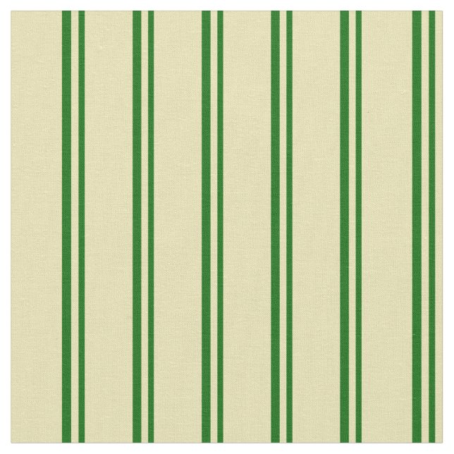 Dark Green and Tan Lined Pattern Fabric (Close Up)