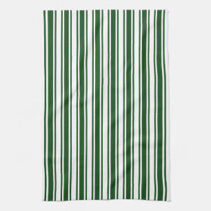 Dark green and white candy stripes kitchen towel