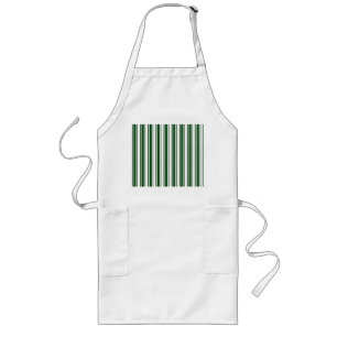 Dark green and white candy stripes long apron