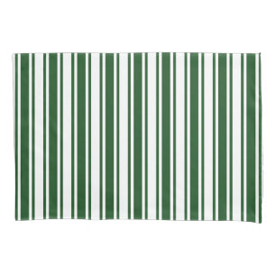 Dark green and white candy stripes pillowcase