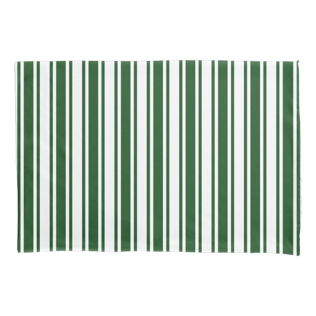 Dark green and white candy stripes pillowcase (Front)