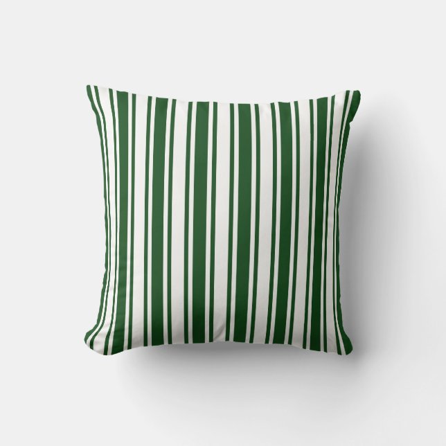 Dark green and white candy stripes throw pillow (Front)