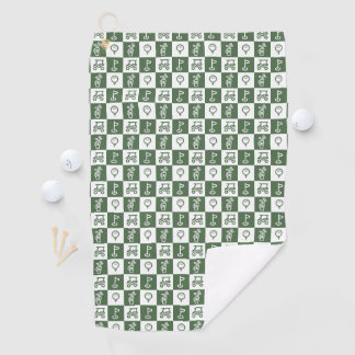 Dark green and White Checkboard Golf Towel
