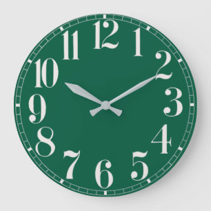 Dark Green and White Face Wall Clock