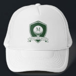 Dark Green and White Name Initial Monogram Golfer Trucker Hat<br><div class="desc">Dark Green and White Name Initial Monogram Golfer Trucker Hat.

Make it yours with easy customization. Need a custom order? Just send us a message,  we’re here to help. Kindly note that response times may vary slightly due to the time difference.</div>