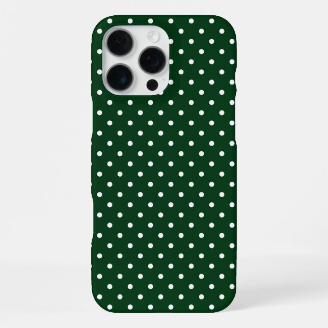 Dark Green and White Polka Dot Pattern iPhone Case (Back)