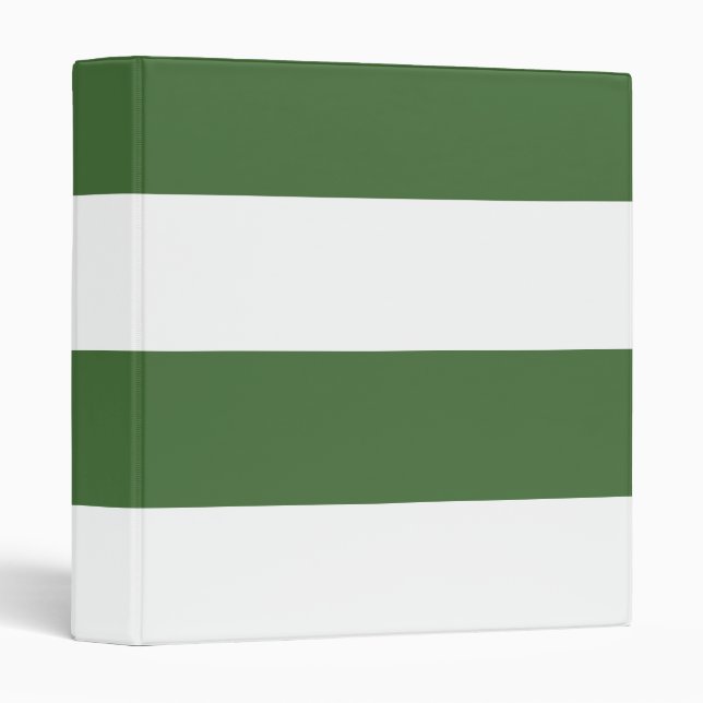 Dark Green and White Simple Extra Wide Stripes Binder (Front/Spine)