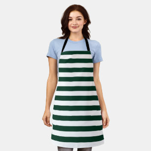 Dark Green and White Stripes Apron