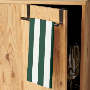 Dark Green and White Stripes Kitchen Towel