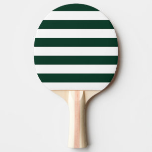 Dark Green and White Stripes Ping Pong Paddle