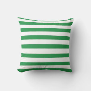 Dark Green and White Stripes Throw Pillow