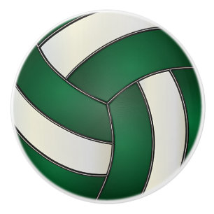Dark Green and White 🏐 Volleyball Ceramic Knob