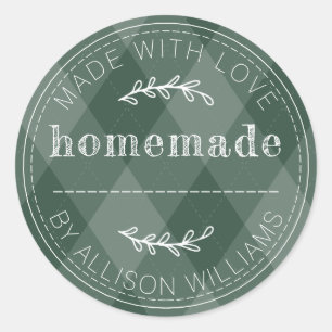 Dark Green Argyle Homemade Label