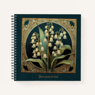 Dark Green Art Nouveau Convallaria majalis Notebook
