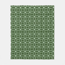 Dark Green Aztec Leaf Pattern Blanket