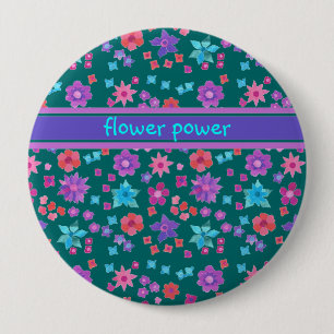 Dark Green Background Flower-Power Button