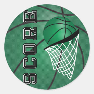 Dark Green Basketball Classic Round Sticker