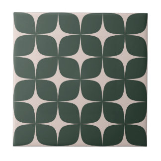 Dark Green & Beige Mid-Century Modern  Tile