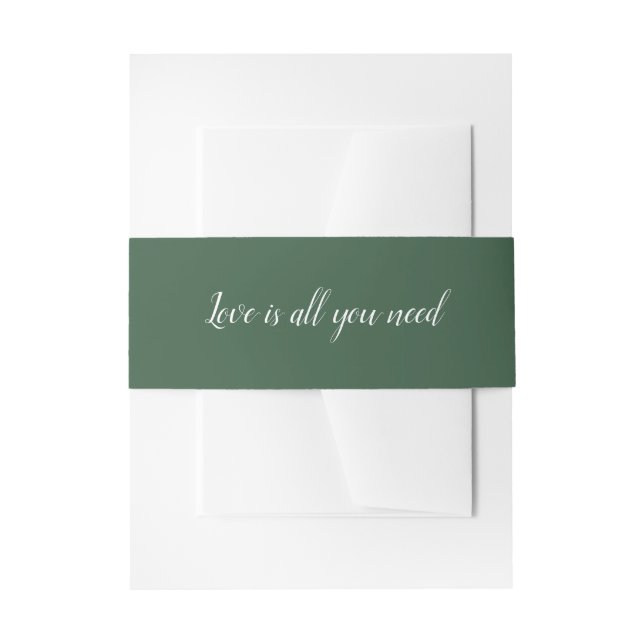Dark Green Belly Bands Matches Eucalyptus Envy Invitation Belly Band (Front Example)