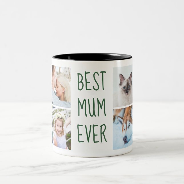 Dark Green | Best Mom Ever Custom Photo Mug (Center)