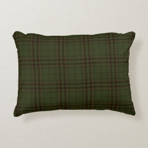 Dark Green Black Brown Scottish Tartan Plaid Accent Pillow